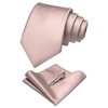 RBOCOTT Rose Gold Silk Tie and Pocket Square, Necktie Tie