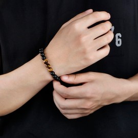 MOOGEEN Bonus Son Gifts from Stepmom Stepdad Bonus Son Bracelet for Birthday Graduation Confirmation Communion Wedding Christmas Gifts Ideas for Adult Teenage Tiger Eye Adjustable Mens Bracelets