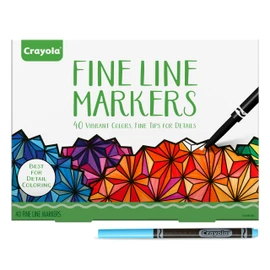 Crayola Fine Line Markers for Adults (40ct), Skinny Marker Set for Adult Coloring Books, Gift for Teens, Aesthetic Art Supplies, Stress Relief Activity