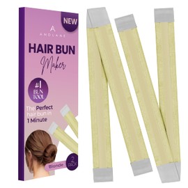 Hair Bun Maker and Accessories for Women and Kids - Easy Clip for Long Hair - French Twist Tool - Sock and Ballet Bun Holder (Blonde, Pack of 2)