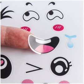 Diyfixlcd 16pcs Cute Cartoon face Stickers Expression Stickers with Colorful Eyes Nose Mouth Creative Stationery Sticker for Suitcase Cup Water Bottles DIY Decoration