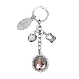 Queen Elizabeth Platinum Jubilee Charm Keyring Commemorative Memorabilia Souvenirs Car Key Chain (By LILAJ)