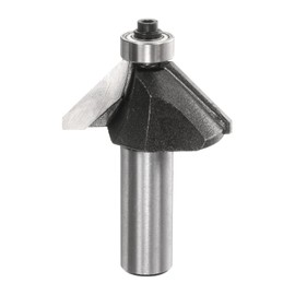 sourcing map 45 Degree Chamfer Router Bit 1/2 Inch Shank 3/4" Cutting Edge Carbide Tip with Bearing for Woodworking Milling Cutter Tool, Gray