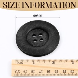 30 Pieces Large Size Wood Buttons 2.36 Inch Round Sewing Button 4 Holes Large Buttons for Crafts Sewing Large Wooden Buttons for DIY Clothing Bag Decoration Supplies (Black)