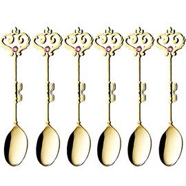 Takakuwa Metal 519804 Herky Gold Teaspoon, Pink, Set of 6