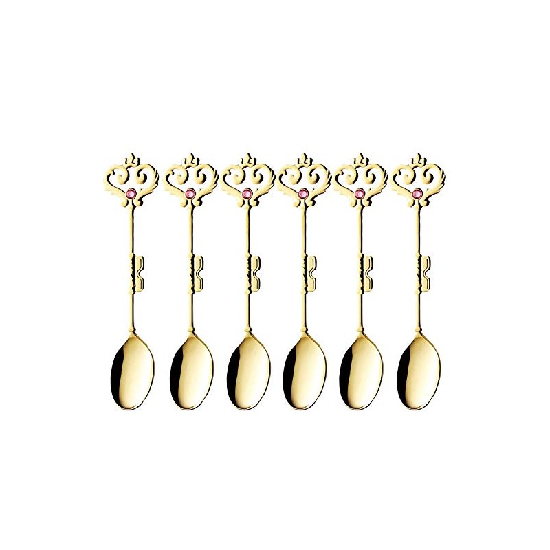 Takakuwa Metal 519804 Herky Gold Teaspoon, Pink, Set of 6