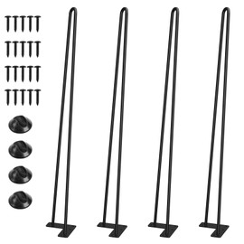 SMARTSTANDARD Hairpin Table Legs 24 Inch, 3/8" Solid Metal Legs for DIY Bench Desk Chairs Dining End Table - Set of 4, Carbon Steel Black Heavy Duty Furniture Legs with Rubber Floor Protectors