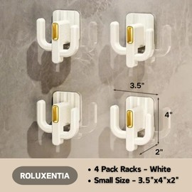 ROLUXENTIA 4 Pack Wall Mounted Shoe Rack - Premium Hanging Shoe Organizer Shelf with Sticky Hanging Mounts, Door Shoe Hangers with Hooks for Slippers Storage, White