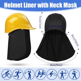 Syhood 9 Pcs Helmet Liner with Neck Mask UV Protection Cooling Hard Hat Liner Bulk Skull Cap Shield for Men Women Outdoor(Black)
