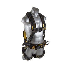 Guardian 21029 Cyclone Construction Harness with QC Chest/TB Leg/TB Waist Belt/Side D-Rings, Black/Yellow, Small