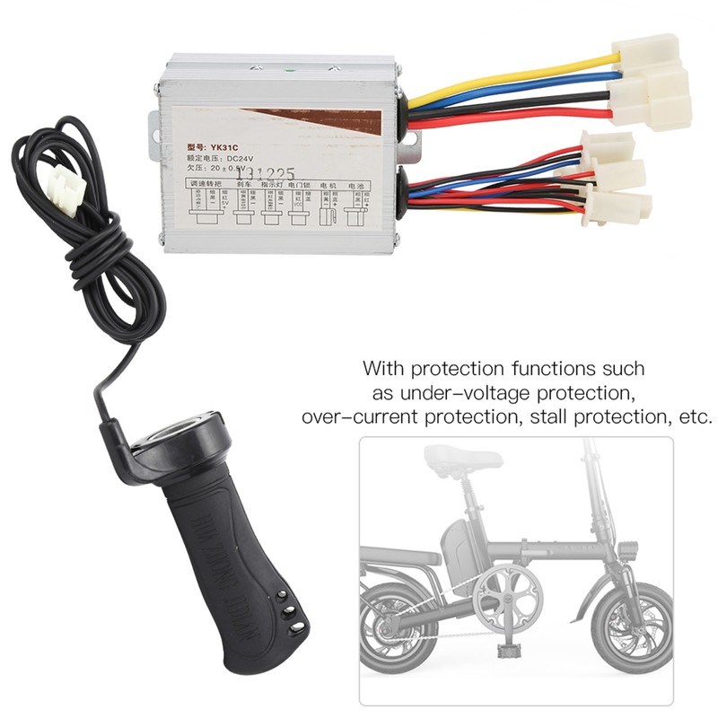 24V500W Brush Electric Bike Controller and Long Line Thumb Throttle