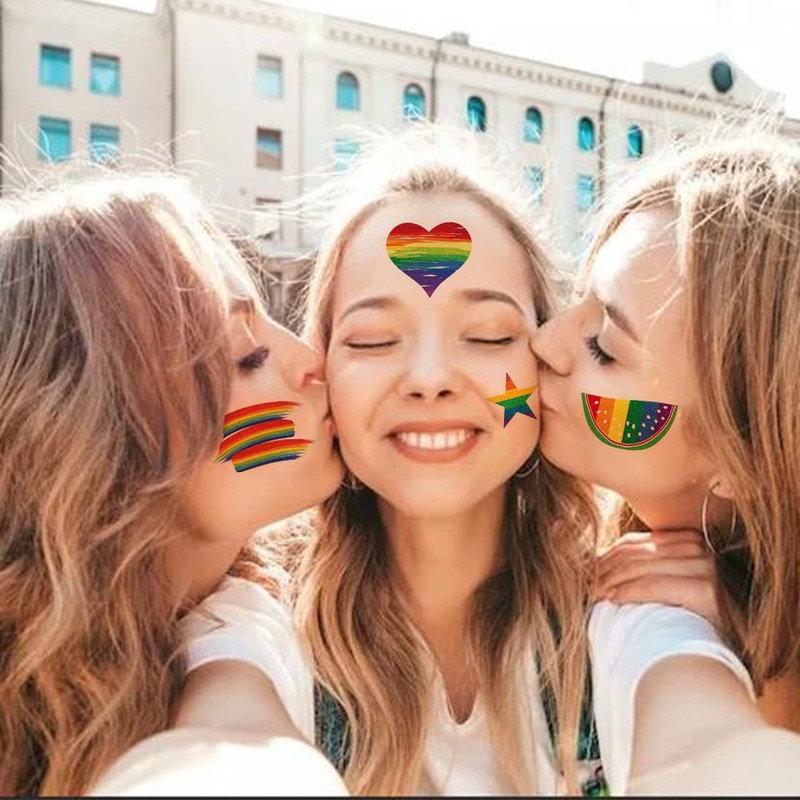 CHARLENT Glitter Rainbow Temporary Tattoos - 140 PCS Glitter Pride