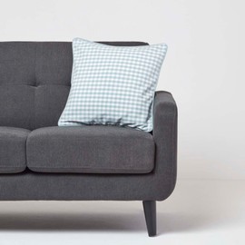 Homescapes - 100% Cotton - Gingham Check - Cushion Cover - 45 x 45 cm Square - 18 x 18 Inches - Blue White - 100% Cotton Sofa Pillow Cushion Cover - Washable