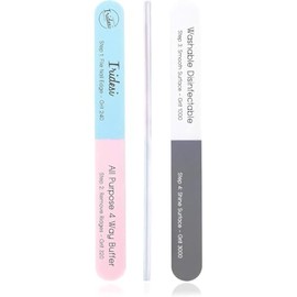 Iridesi 4 Way Finger Nail File and Buffer, Emery Boards For Natural Nails, 4 Fingernail Files in 1, Professional Filer Board and Shiners, 7 Inches Lon