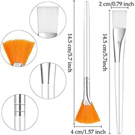 Juego de 20 brochas de máscara para abanico, brochas faciales, herramientas de ventilador suave para herramientas cosméticas, incluye 8 cabezales en forma de abanico y 12 cepillos de cabeza plana