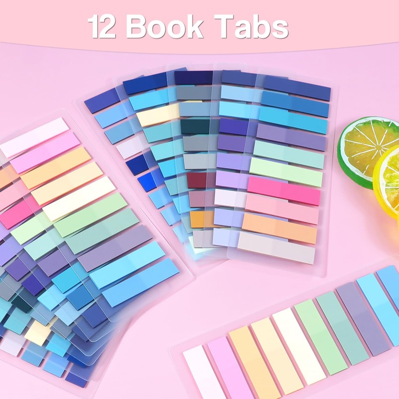 Hanyousheng 2400 Pcs Sticky Tabs, 12 Sheets Book Tabs, Index
