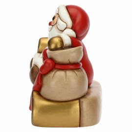 THUN - Christmas 2022 - Santa Claus on Xmas Lettering Made of Hand-Decorated Ceramic - Christmas Gift Idea 2022 - 15 x 7.2 x 11 cm H