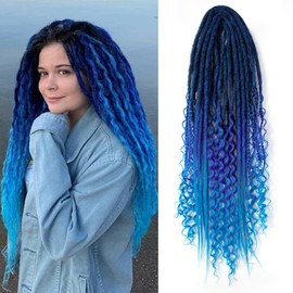 DE Dreadlock Extensions 24 Inch, 3 In 1 Mixed DE Dreads Hippie Style Boho 15 Strands Handmade Braid in Dreadlock Extensions (DE FR-34 Mixed 15 strands, 24 inch)
