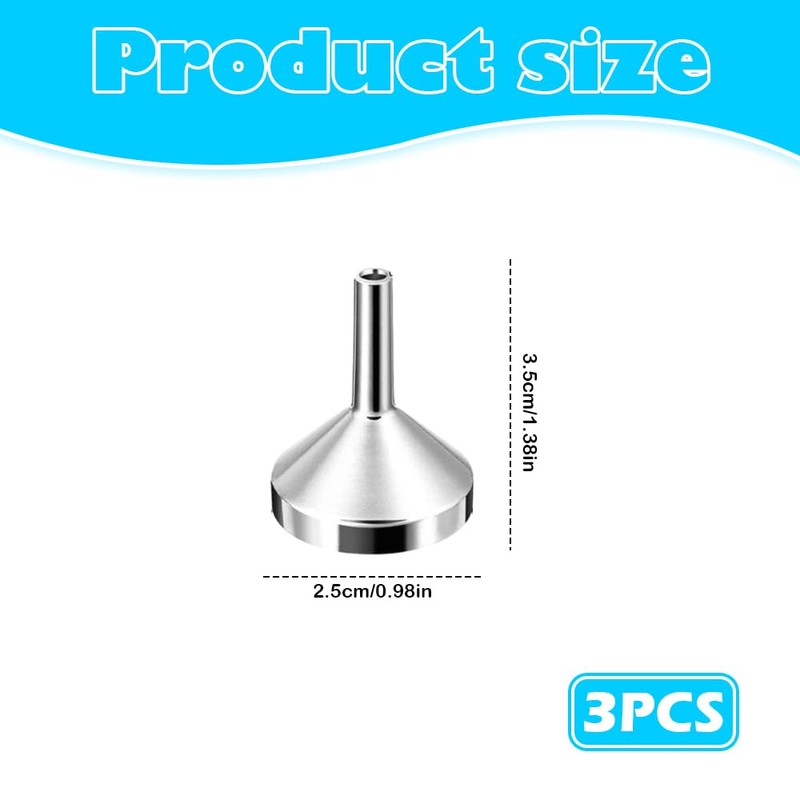 5 Pcs Mini Metal Funnels, Silver Aluminium & Stainless Steel