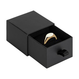 ALLUREPACK Classic Sliding Drawer Small Ring Box - Ideal for Wedding Day, Engagement, Proposal, Promise - Jewelry Gift Box Men and Women - Ring Case with Velvet Inserts and Satin Ribbon Pull