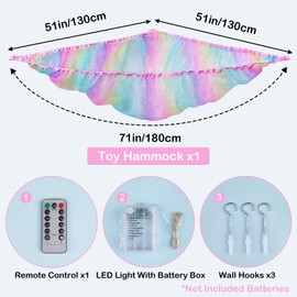 Beinou Stuffed Animals Net or Hammock Kids Toy Storage Organizer Holder Corner Stuffed Animals Storage Hanging Mesh For Kids Room Girls Playroom Decor