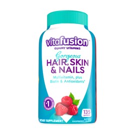 Vitafusion Gorgeous Hair, Skin & Nails Multivitamin plus Biotin and Antioxidant vitamins C&E, Raspberry Flavor, 135ct (45 day supply), from America's Number One Gummy Vitamin Brand | Vitafusion