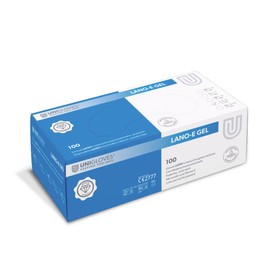 UNIGLOVES - Nourishing LANO-E-GEL® Latex Gloves Powder-Free with Vitamin E & Lanolin for Hospitals, Doctor's Practices and Cosmetic Studios Pack of 100 Disposable Gloves L