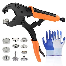 Snap Fastener Kit, Heavy Duty Snap Button Plier Poppers Fasteners Vice Grip Press Studs Setter Tool with 3 Dies and 20 Sets Metal Poppers for Boat Cover Replacement