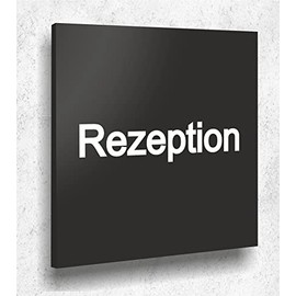 Door Sign Reception Sign Black Matt UV Print 12 x 12 cm - 3 mm Aluminium Composite - Made in Germany Item No. A 2057