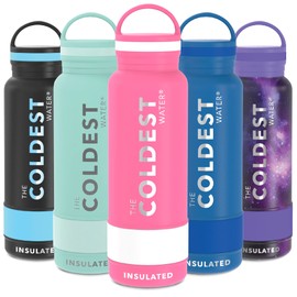 Coldest Insulated Water Bottle with Handle Lid | Leak Proof, Simple Insulated Modern Stainless Steel, Double Walled, Sport Bottles, Metal Flask | 21oz