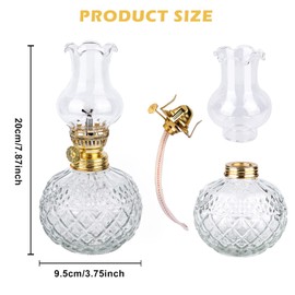 SUNOYA Petroleum Lamp for Indoor Use, Glass Oil Lamps - Retro Nostalgia Transparent Adjustable Brightness Windproof Decorative Oil Lamp for Living Room Dining Room Emergency Use