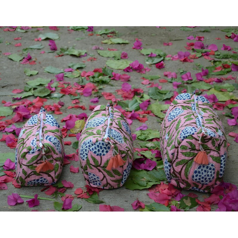 INDACORIFY Bolsas de aseo cosméticas con estampado de bloques de