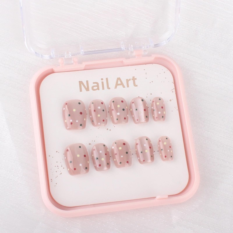 10 Pcs Nail Tips, Dot Nails, Stylish, Cool, Pop, Easy