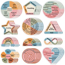 ZOIIWA 48Pcs Breath Calm Anxiety Sensory Stickers Reusable Tactile Textured Mindfulness Sticker Fidget Silent Adhesive Sensory Strips for School Office Adults Teen Kid Tension Student Classroom Supply
