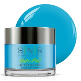 SNS Nail Dip Powder, Gelous Color Dipping Powder - Blue Curacao (Turquoise/Teal, Neon) - Long-Lasting Dip Powders Nail Color Lasts 14 Days - Low-Odor & No UV Lamp Required - 1.5 oz