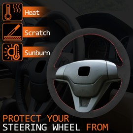 SUNBREATH Compatible with Hand Sewn Steering Wheel Cover for Honda CRV 2007-2011 Non-Slip Breathable Microfiber Leather Steering Wheel Protector