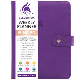 Clever Fox Weekly Planner Binder – Goal Setting Planner for Time Management & Weekly Tasks – Work & Life Organizer with To Do List & Habit Tracker – Undated, 7″x9″ Hardcover (Purple, Medium (7″x9″))