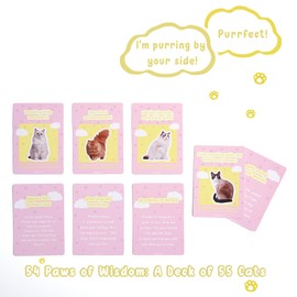 KAWAII KOI MINDFUL PAWS - Cat Support 52 Cat-themed Affirmation Cards Against Anxiety With Wooden Display Stand, For Stress Relief, Self-Care, And Mindfulness - Positive Thinking For All Ages