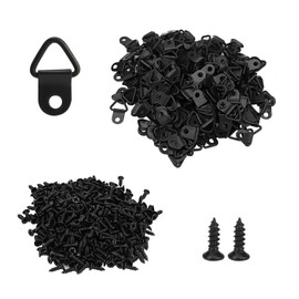 SHEUTSAN 400 PCS Black D Ring Picture Hangers, 1 inch Small Heavy Duty Picture Hooks with Screws, Picture Frame Hardware
