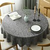 Heavy Round Tablecloth, Decorative Plain Tablecloth, Cotton Linen Tablecloth for