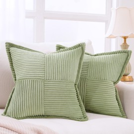Topfinel Green Accessories for Living Room Cushion Covers 20x20 inches Decorative Pillows for Bed Fluffy Scatter Cushions for Sofa Throw Corduroy Pillowcases 50x50 CM Set of 2