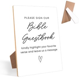 Minimalist Bible Guest Book Sign, Wedding Signs for Reception, Wedding Shower Decorations, 8 X 11" Wooden Wedding Table Signs Guest Book Sign for Party, Anniversary, Retirement, Graduation, 01
