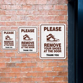Signs ByLITA Portrait Round Plus Please Remove Your Shoes At The Door Thank You Sign - 4 x 6" - Small