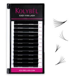KOLYBEL Eyelash Extensions Cashmere Easy Fan Lashes 0.05 Thickness CC Curl 15-20mm Mix Tray Auto Blooming Lash Extension Matte Dark Black Volume Lashes Lasting Self Fanning Lashes(0.05-CC,15-20mm)