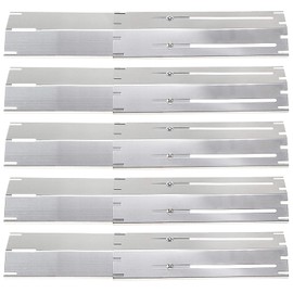 Criditpid Universal Replacement Stainless Steel Heat Plate, Heat Tent, Flavorizer Bar, Burner Cover, Flame Tamer for Brinkmann, Charbroil, Nexgrill, Backyard, Extends from 11.75" up to 21" L, 5-Pack