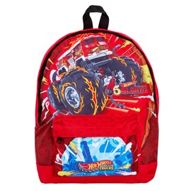 Hot Wheels Monster Trucks Backpack + Lunch Bag + Pencil Case Boys 3 Piece School Bag Set