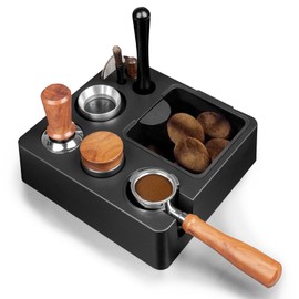 Espresso Tamping Station Black Espresso,9 In 1 Tamper Station Fit for Storage 51/53/58mm Espresso Tamper,Distributor, Portafilter & Puck Screen Accessories