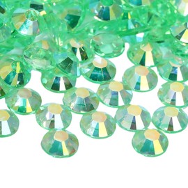 Flatback Resin Rhinestones for Nail Art,1000pcs 6mm Transparent Grass Green AB Flat Back Rhinestones Bulk,Half Round Rhinestones Crystal Gemstones for DIY Crafts