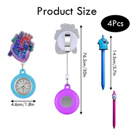 JBLJDWD 2Pcs Nurse Watch, Nurses Fob Watch - Retractable Clip On Clock with Secondhand for Medical Staff Women Men