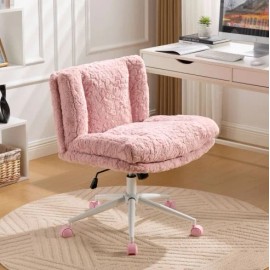 Cute Furry High Back Adjustable Swivel Office Chair Small Gaming Manager Home Makeup Vanity Boss White Comfortable Wheelscolor: Pink, size: 63*67*94cm